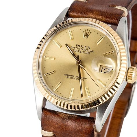 rolex datejust leather band|Rolex Datejust with leather band.